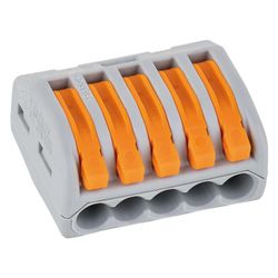 Wago Verbindungsklemme 222-415, 5-Leiter, 0,08-4mm2, 400V, 32A, Grau... WAGO-222-415 4044918464956 (Abb. 1)