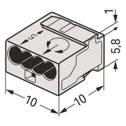 Wago MICRO-Verbindungsdosenklemme 243 243-304, 4-Leiter 0,6-0,8mm, 100V 6A, Lichtgrau... WAGO-243-304 4044918440691 (Abb. 1)