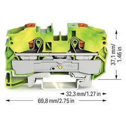 Wago 2-Leiter-Schutzleiterklemme TOPJOB S 2216-1207, 16mm2, 69,8x12x37,1mm, Polyamid, G... WAGO-2216-1207 4055143732765 (Abb. 1)