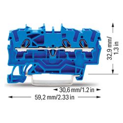 Wago 3-Leiter-Durchgangsklemme TOPJOB S 2002-1304, 2,5mm2, 800V, 24A, Blau... WAGO-2002-1304 4017332999243 (Abb. 1)
