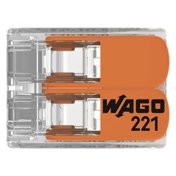 Wago Verbindungsklemme 221 221-412, 0,14-4mm2, 2-Leiter, Transparent/Orange... WAGO-221-412 4050821808435 (Abb. 1)