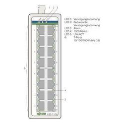 Wago Industrial-Switch 852-1106, 16 Ports 1000 Mbit/s, Aluminium, metallisch schwarz... WAGO-852-1106 4055143604659 (Abb. 1)