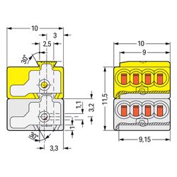 Wago 4-Leiter-Buchsenklemme 243 243-212, 0,6-0,8mm, Polyamid, Lichtgrau/Gelb... WAGO-243-212 4044918441407 (Abb. 1)