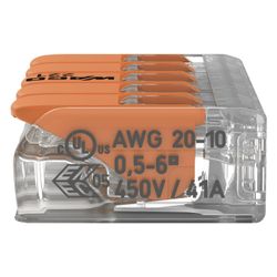 Wago Verbindungsklemme 221-615 COMPACT 5-Leiter, 0,5-6mm2, Polycarbonat, Transparent/Oran... WAGO-221-615 4055143715478 (Abb. 1)