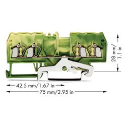 Wago 4-Leiter-Schutzleiterklemme 280 280-837, 2,5mm2, 5x75x28mm, Federzuganschluss, Grün/... WAGO-280-837 4045454100155 (Abb. 1)