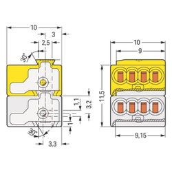 Wago 4-Leiter-Buchsenklemme 243 243-212, 0,6-0,8mm, Polyamid, Lichtgrau/Gelb... WAGO-243-212 4044918441407 (Abb. 1)