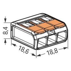 Wago Verbindungsklemme 221-413 COMPACT, 0,14-4mm2, Polycarbonat, Transparent/Orange... WAGO-221-413 4050821808442 (Abb. 1)