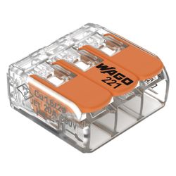 Wago Verbindungsklemme 221-413 COMPACT, 0,14-4mm2, Polycarbonat, Transparent/Orange... WAGO-221-413 4050821808442 (Abb. 1)