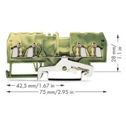 Wago 4-Leiter-Schutzleiterklemme 280 280-837, 2,5mm2, 5x75x28mm, Federzuganschluss, Grün/... WAGO-280-837 4045454100155 (Abb. 1)