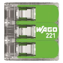 Wago Verbindungsklemme 221 221-423, 0,2-4mm2, Transparent/Grün... WAGO-221-423 4066966345438 (Abb. 1)
