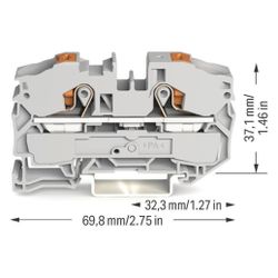 Wago 2-Leiter-Durchgangsklemme 2216-1201, 16mm2, 800V, 76A, 12x69,8x37,1mm, Polyamid, G... WAGO-2216-1201 4055143732727 (Abb. 1)
