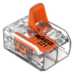 Wago Verbindungsklemme 221 221-612, 0,5-6mm2, Polycarbonat, Transparent/Orange... WAGO-221-612 4055143704168 (Abb. 1)