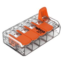 Wago Verbindungsklemme 221-615 COMPACT 5-Leiter, 0,5-6mm2, Polycarbonat, Transparent/Oran... WAGO-221-615 4055143715478 (Abb. 1)