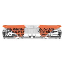 Wago Durchgangsverbinder 221 221-2401, 0,2-4mm2, 450V, 32A, Transparent/Orange... WAGO-221-2401 4066966120271 (Abb. 1)