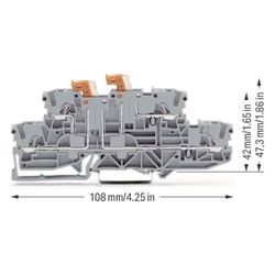 Wago Doppelstock-Doppeltrennklemme 2002-2951, 400V 16A, 0,25-4mm2, 5,2x108x42mm, Grau... WAGO-2002-2951 4055143875196 (Abb. 1)