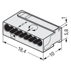 Wago MICRO-Verbindungsdosenklemme 243 243-308, 8-Leiter 0,6-0,8mm 100V 6A, Kunststoff, Li... WAGO-243-308 4044918502689 (Abb. 1)