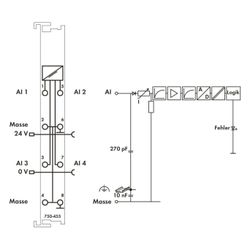 Wago Analogeingangsmodul 750-455, 4-Kanal, 12 Bit, 12x100x69,8mm, Polycarbonat/Polyamid 6... WAGO-750-455 4045454439606 (Abb. 1)