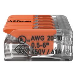 Wago Verbindungsklemme 221-615 COMPACT 5-Leiter, 0,5-6mm2, Polycarbonat, Transparent/Oran... WAGO-221-615 4055143715478 (Abb. 1)
