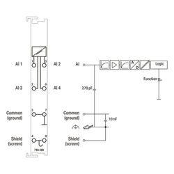 Wago Analogeingangsmodul 750-468, 4-Kanal DC 0-10V, Polycarbonat/Polyamid 6.6, lichtgrau,... WAGO-750-468 4045454393045 (Abb. 1)