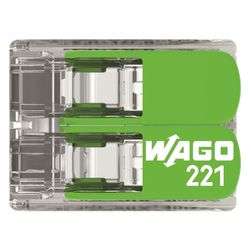 Wago Verbindungsklemme 221 221-422, 2-Leiter 4mm2, Polycarbonat, Transparent/Grün... WAGO-221-422 4066966345384 (Abb. 1)