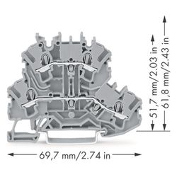 Wago Doppelstockklemme TOPJOB S 2002-2201, 500V 24A 5,2mm, Polyamid, Grau... WAGO-2002-2201 4044918753517 (Abb. 1)