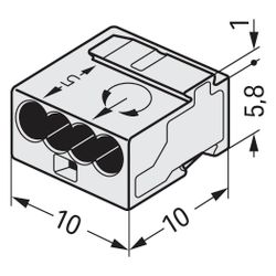 Wago MICRO-Verbindungsdosenklemme 243 243-304, 4-Leiter 0,6-0,8mm, 100V 6A, Lichtgrau... WAGO-243-304 4044918440691 (Abb. 1)