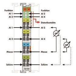 Wago Analogeingangsmodul 750-468, 4-Kanal DC 0-10V, Polycarbonat/Polyamid 6.6, lichtgrau,... WAGO-750-468 4045454393045 (Abb. 1)