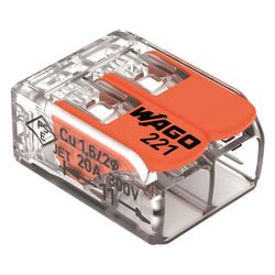 Wago Verbindungsklemme 221 221-412, 0,14-4mm2, 2-Leiter, Transparent/Orange... WAGO-221-412 4050821808435 (Abb. 1)