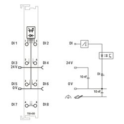 Wago Digitaleingangsmodul 750-430, 8 Kanäle, 24V DC, 3ms, 100x12x67,8mm, Polycarbonat/Pol... WAGO-750-430 4045454392802 (Abb. 1)