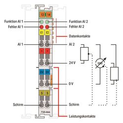 Wago Analogeingangsmodul 750-466, 2-Kanal, 12 Bit, Polycarbonat/Polyamid 6.6, lichtgrau... WAGO-750-466 4045454392949 (Abb. 1)