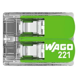 Wago Verbindungsklemme 221 221-422, 2-Leiter 4mm2, Polycarbonat, Transparent/Grün... WAGO-221-422 4066966345384 (Abb. 1)