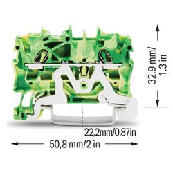 Wago Schutzleiterklemme TOPJOB S 2002, 2,5mm2, 5,2x50,8x32,9mm, Polyamid, Grün/Gelb... WAGO-2002-1207 4017332999212 (Abb. 1)