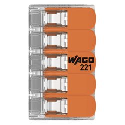 Wago COMPACT-Verbindungsklemme 221 221-415, 0,14-4mm2, Polycarbonat, Transparent/Orange, ... WAGO-221-415 4055143234658 (Abb. 1)