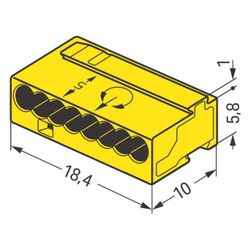 Wago Verbindungsdosenklemme 243 243-508, 8-Leiter 0,6-0,8mm, Gelb, 1 Stück... WAGO-243-508 4044918502726 (Abb. 1)
