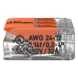 Wago Verbindungsklemme 221-413 COMPACT, 0,14-4mm2, Polycarbonat, Transparent/Orange... WAGO-221-413 4050821808442 (Abb. 1)