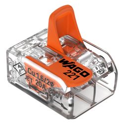 Wago Verbindungsklemme 221 221-412, 0,14-4mm2, 2-Leiter, Transparent/Orange... WAGO-221-412 4050821808435 (Abb. 1)