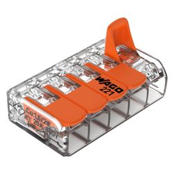 Wago COMPACT-Verbindungsklemme 221 221-415, 0,14-4mm2, Polycarbonat, Transparent/Orange, ... WAGO-221-415 4055143234658 (Abb. 1)