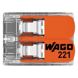 Wago Verbindungsklemme 221 221-412, 0,14-4mm2, 2-Leiter, Transparent/Orange... WAGO-221-412 4050821808435 (Abb. 1)