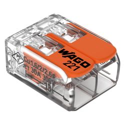 Wago Verbindungsklemme 221 221-612, 0,5-6mm2, Polycarbonat, Transparent/Orange... WAGO-221-612 4055143704168 (Abb. 1)