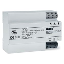 Wago Sicherheitstrafo, 40 VA, 12/24 V, 126x90x54mm... WAGO-787-974 4055143487382 (Abb. 1)