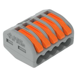 Wago Verbindungsklemme 222-415, 5-Leiter, 0,08-4mm2, 400V, 32A, Grau... WAGO-222-415 4044918464956 (Abb. 1)
