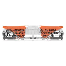 Wago Durchgangsverbinder 221 221-2401, 0,2-4mm2, 450V, 32A, Transparent/Orange... WAGO-221-2401 4066966120271 (Abb. 1)