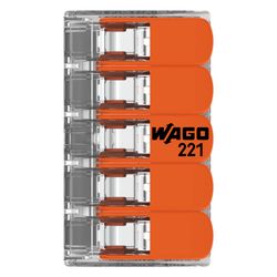 Wago COMPACT-Verbindungsklemme 221 221-415, 0,14-4mm2, Polycarbonat, Transparent/Orange, ... WAGO-221-415 4055143234658 (Abb. 1)