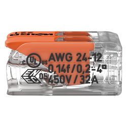 Wago Verbindungsklemme 221 221-412, 0,14-4mm2, 2-Leiter, Transparent/Orange... WAGO-221-412 4050821808435 (Abb. 1)