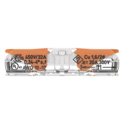 Wago Durchgangsverbinder 221 221-2401, 0,2-4mm2, 450V, 32A, Transparent/Orange... WAGO-221-2401 4066966120271 (Abb. 1)