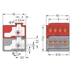 Wago 4-Leiter-Buchsenklemme 243-211, 0,6-0,8mm, Polyamid, Dunkelgrau/Rot... WAGO-243-211 4055143962315 (Abb. 1)