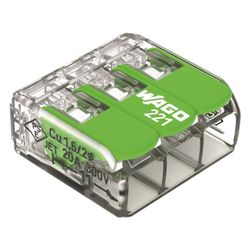 Wago Verbindungsklemme 221 221-423, 0,2-4mm2, Transparent/Grün... WAGO-221-423 4066966345438 (Abb. 1)