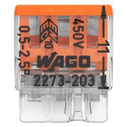 Wago COMPACT-Verbindungsdosenklemme 2273-203, 3-Leiter 0,5-2,5mm2, Polycarbonat, Transpa... WAGO-2273-203 4050821027850 (Abb. 1)