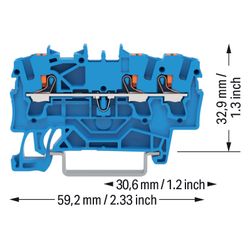 Wago 3-Leiter-Durchgangsklemme TOPJOB S 2202-1304, 2,5mm2, Thermoplast, Blau... WAGO-2202-1304 4055143848558 (Abb. 1)