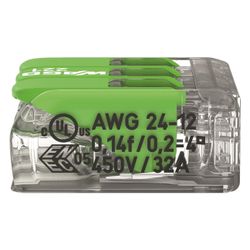 Wago Verbindungsklemme 221 221-423, 0,2-4mm2, Transparent/Grün... WAGO-221-423 4066966345438 (Abb. 1)